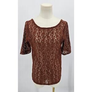 Gap Cottagecore‎ Romantic  Chestnut Floral Lace Top